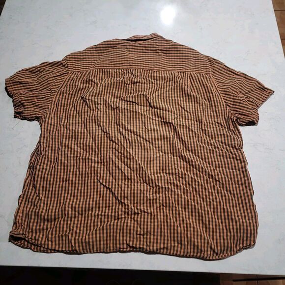 Tommy Bahama Jeans Island Crafted Lyocell Blend Pumpkin Orange Plaid Shirt EUC - Picture 2 of 11